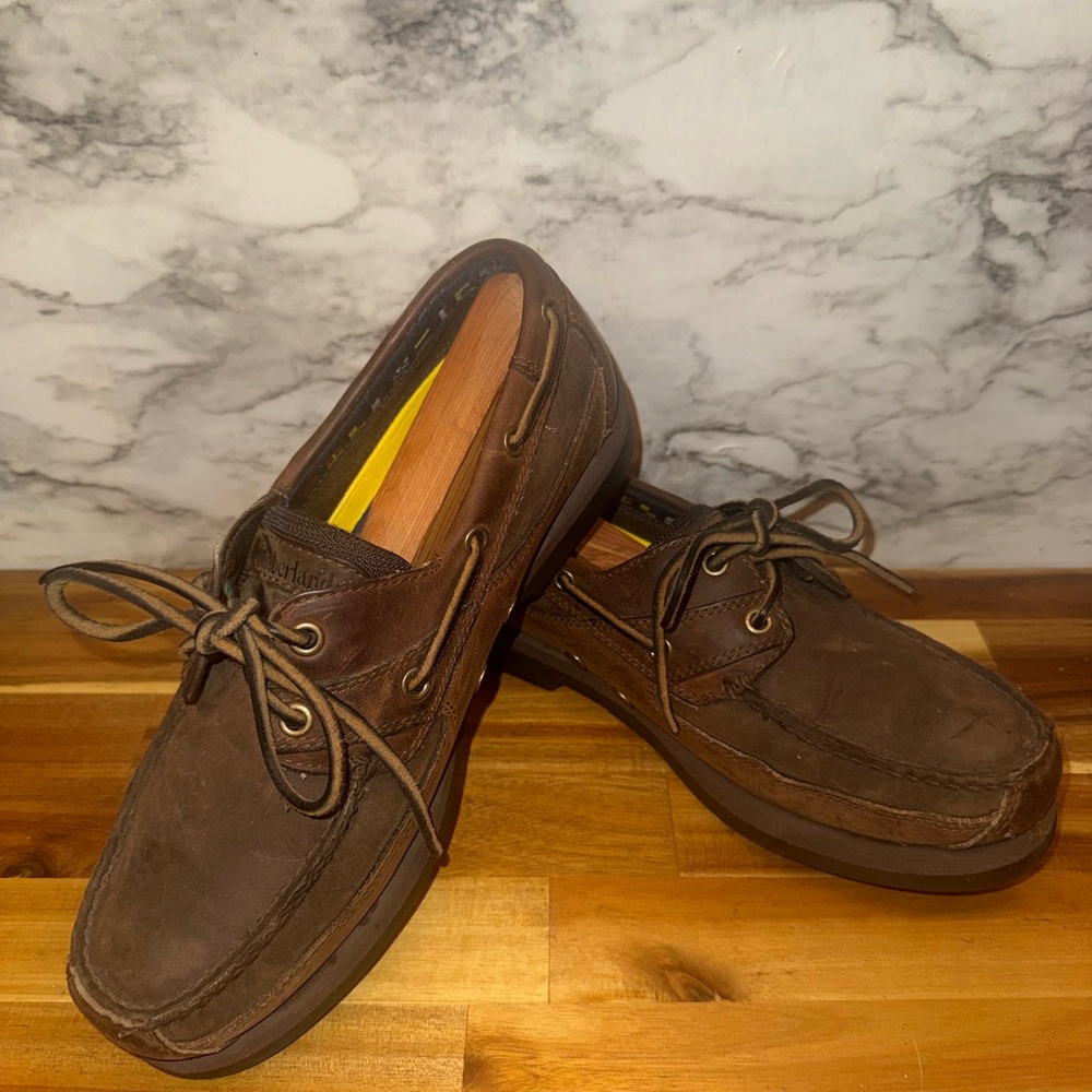 Timberland Men's Dark Brown Leather Boat Shoes